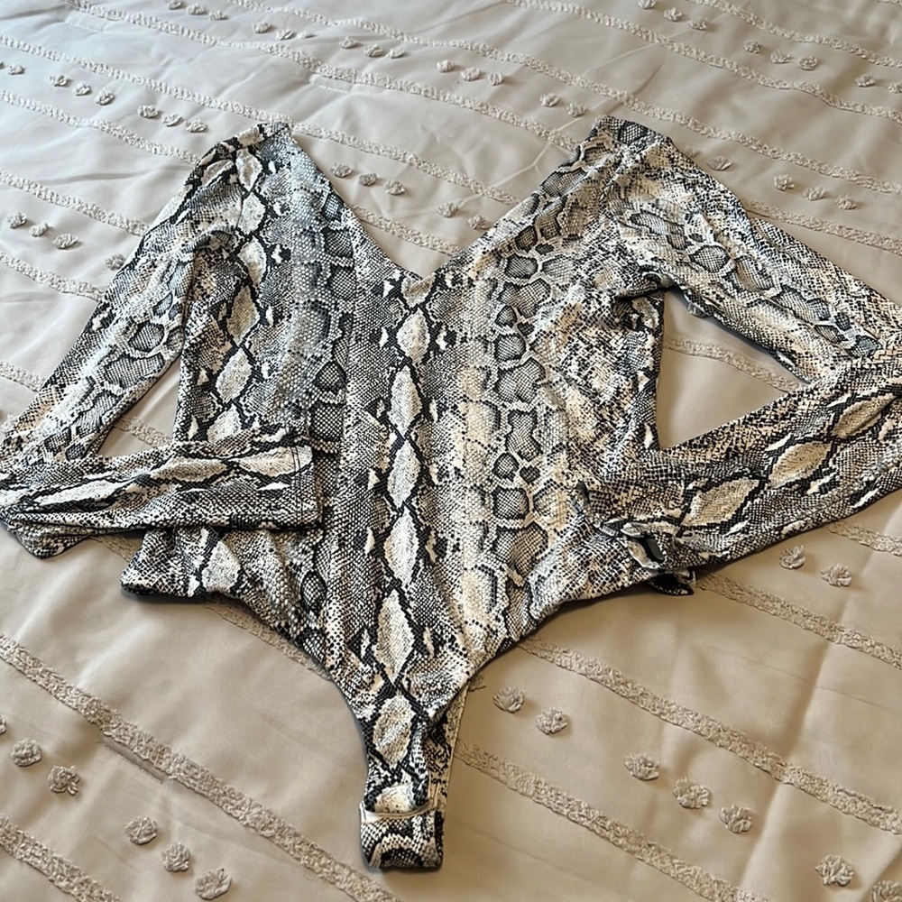Lulus Snake Print Thong Bodysuit